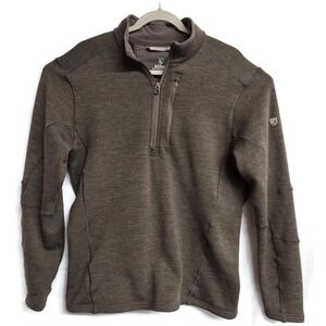Kuhl Revel 1/4 Zip Pullover Sweater Brown Wool Blend Mens Large 8938